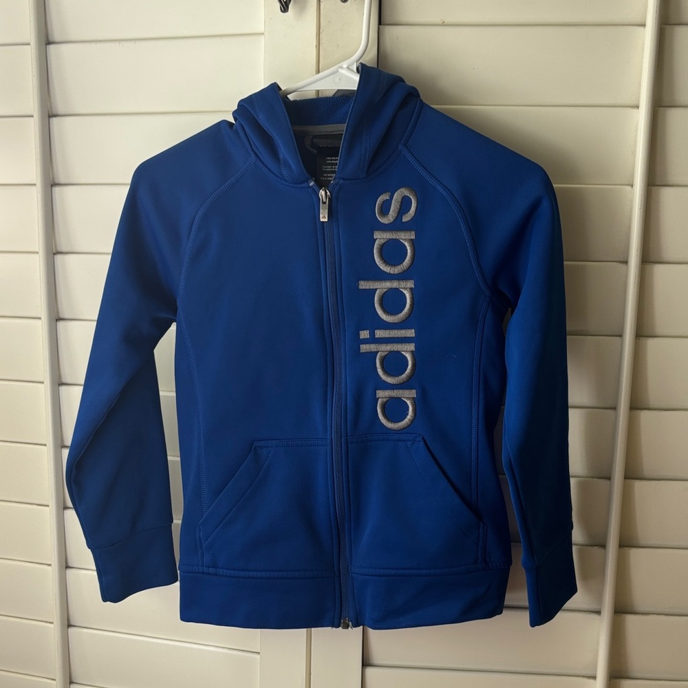 Adidas Kids Blue Full-Zip Hoodie